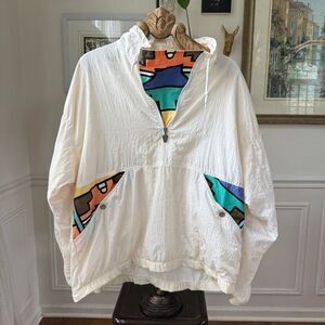 Vintage 90s VanGrack Abstract Satin Nylon Pullover Hip Hop Streetwear XL